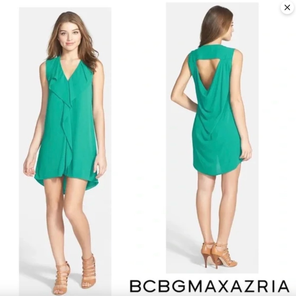 BCBGMaxAzria Jena Ruffle Cutout Highlow Dress